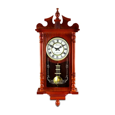 Bedford Clock Collection Dark Redwood Oak Finish Wall Clock