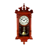 Bedford Clock Collection Dark Redwood Oak Finish Wall Clock