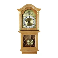 Bedford Clock Collection Classic 26" Golden Oak Finish Wall Clock