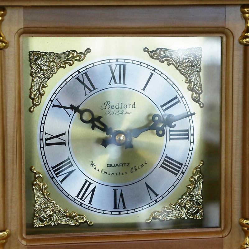 Bedford Clock Collection 34.5" Pendulum Antique Harvest Oak Finish Wall Clock