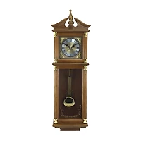 Bedford Clock Collection 34.5" Pendulum Antique Harvest Oak Finish Wall Clock