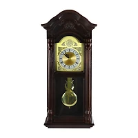 Bedford Clock Collection 25.25" Antique Mahogany Cherry Oak Chiming Wall Clock