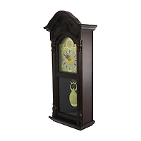Bedford Clock Collection 25.25" Antique Mahogany Cherry Oak Chiming Wall Clock