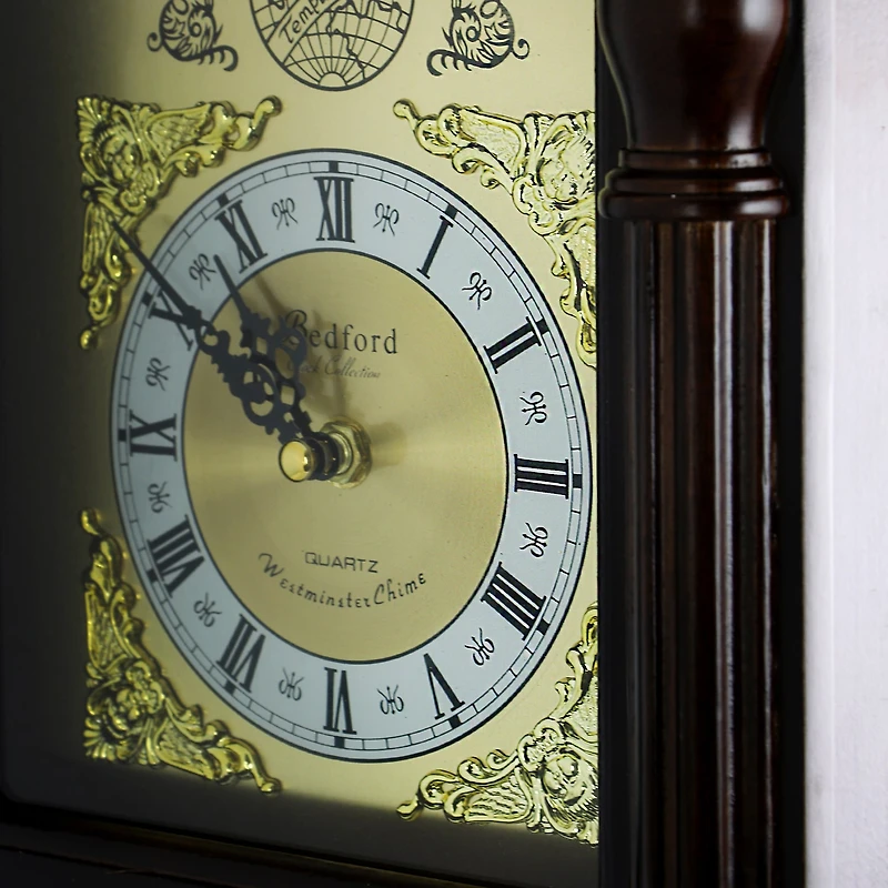 Bedford Clock Collection 25.25" Antique Mahogany Cherry Oak Chiming Wall Clock