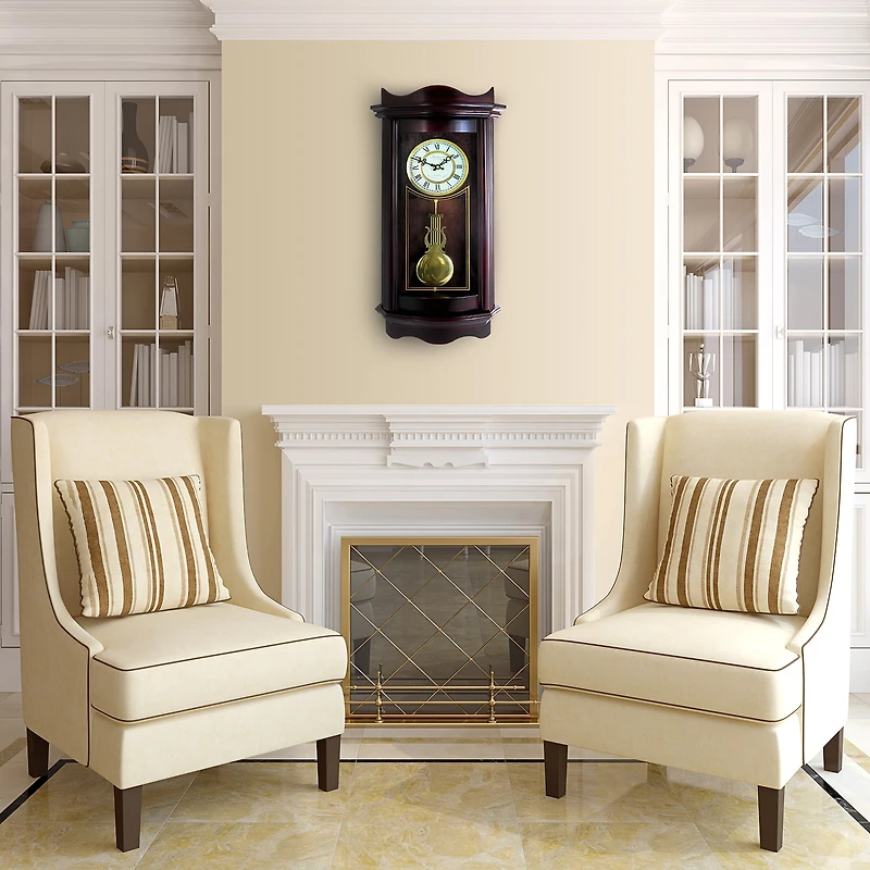 Bedford Clock Collection 25" Weathered Chocolate Cherry Finish Wall Clock