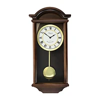 Bedford Clock Collection George 22" Chestnut Wood Chiming Pendulum Wall Clock