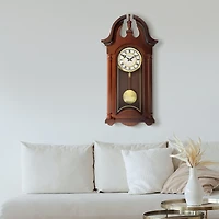 Bedford Clock Collection Delphine 27" Mahogany Chiming Pendulum Wall Clock