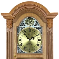 Bedford Clock Collection Honey Oak Chiming Pendulum Wall Clock