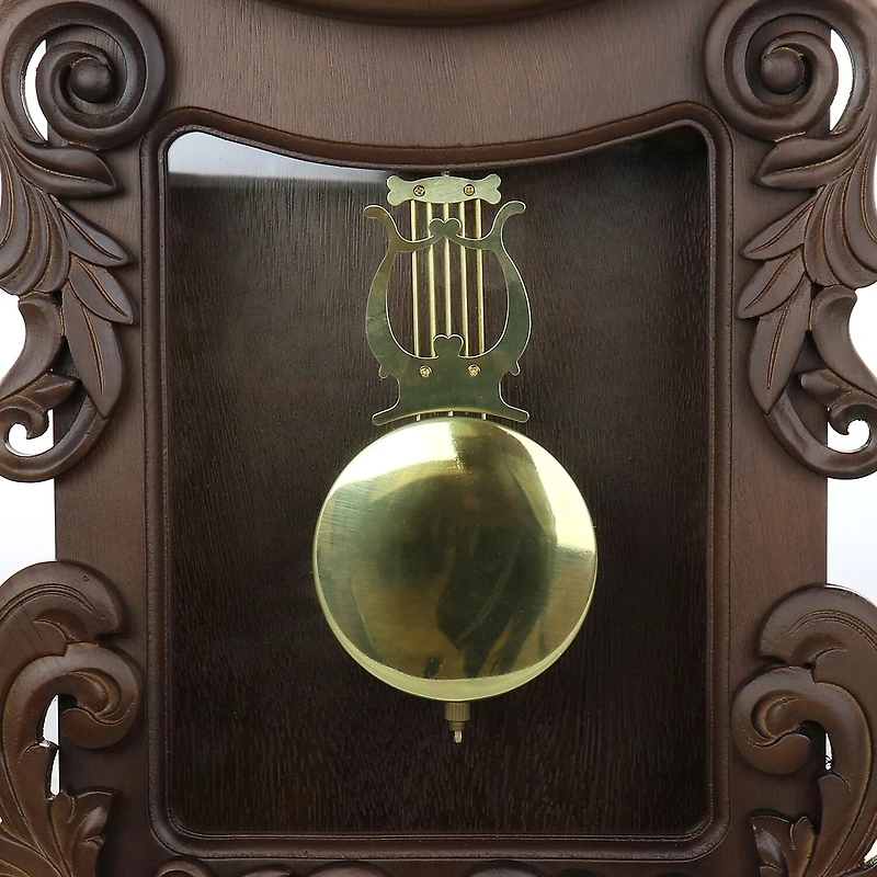 Bedford Clock Collection Chestnut Chiming Pendulum Wall Clock