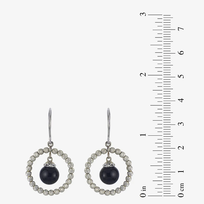 Sterling Silver Black Onyx Sparkle Bead Earrings