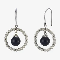 Sterling Silver Black Onyx Sparkle Bead Earrings