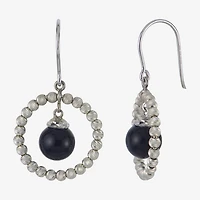 Sterling Silver Black Onyx Sparkle Bead Earrings