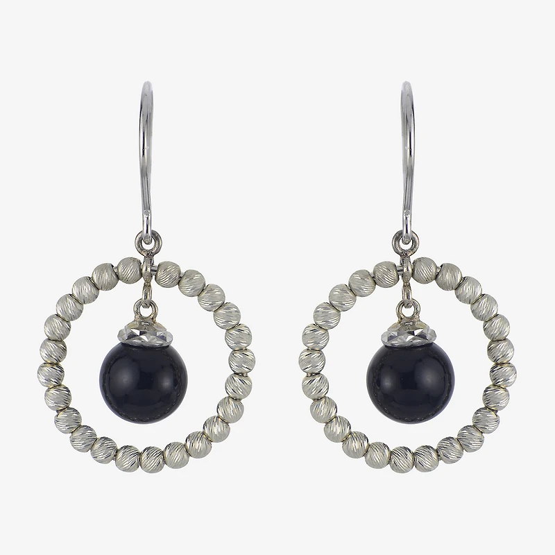 Sterling Silver Black Onyx Sparkle Bead Earrings