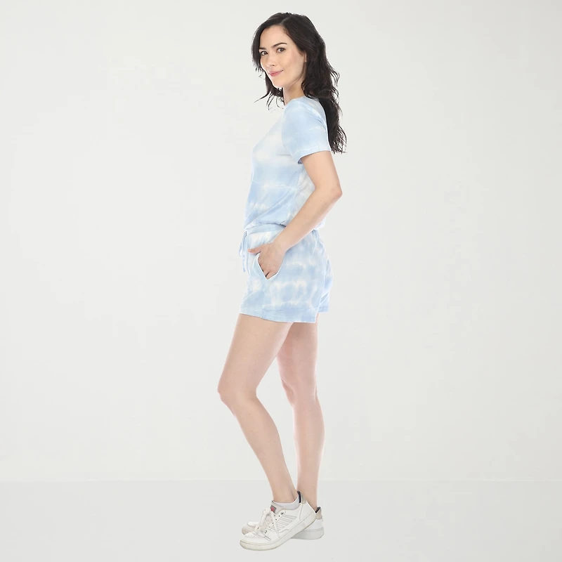 White Mark Womens Crew Neck Short Sleeve 2-pc. Pajama Set