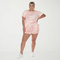 White Mark Womens Crew Neck Short Sleeve 2-pc. Pajama Set