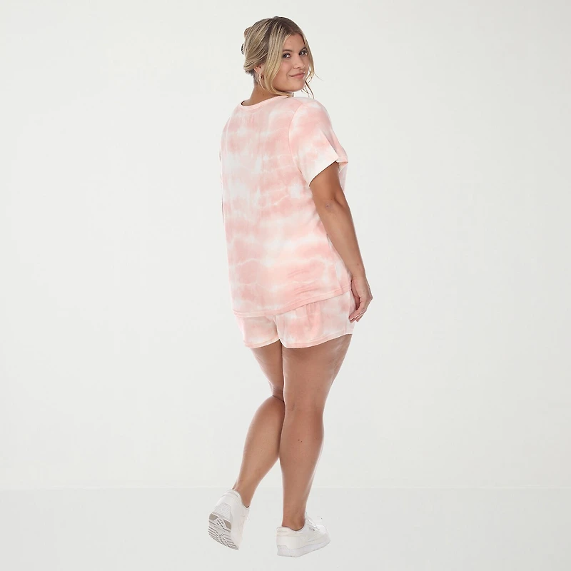 White Mark Womens Crew Neck Short Sleeve 2-pc. Pajama Set