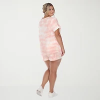 White Mark Womens Crew Neck Short Sleeve 2-pc. Pajama Set