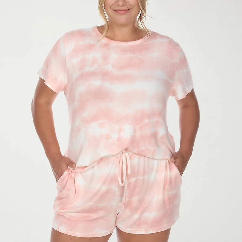 White Mark Womens Crew Neck Short Sleeve 2-pc. Pajama Set