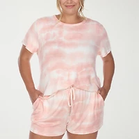 White Mark Womens Crew Neck Short Sleeve 2-pc. Pajama Set