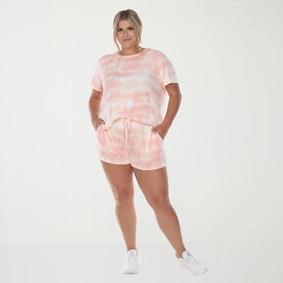 White Mark Womens Crew Neck Short Sleeve 2-pc. Pajama Set