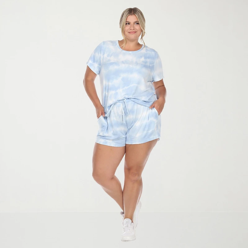 White Mark Womens Crew Neck Short Sleeve 2-pc. Pajama Set