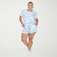 White Mark Womens Crew Neck Short Sleeve 2-pc. Pajama Set