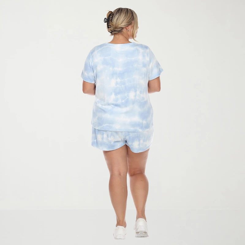 White Mark Womens Crew Neck Short Sleeve 2-pc. Pajama Set