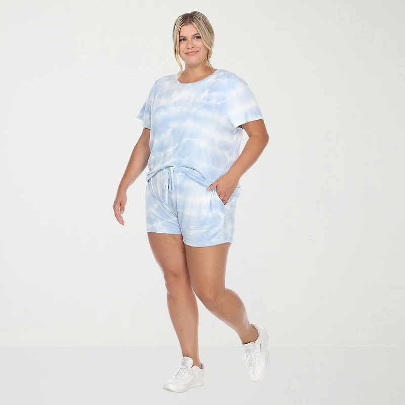 White Mark Womens Crew Neck Short Sleeve 2-pc. Pajama Set
