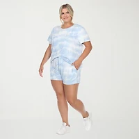 White Mark Womens Crew Neck Short Sleeve 2-pc. Pajama Set