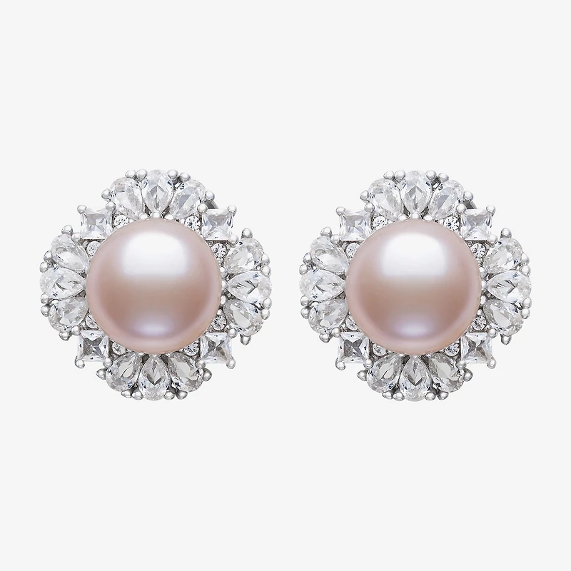 Cultured Freshwater Pearl Sterling Silver 15mm Round Stud Earrings