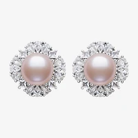 Cultured Freshwater Pearl Sterling Silver 15mm Round Stud Earrings