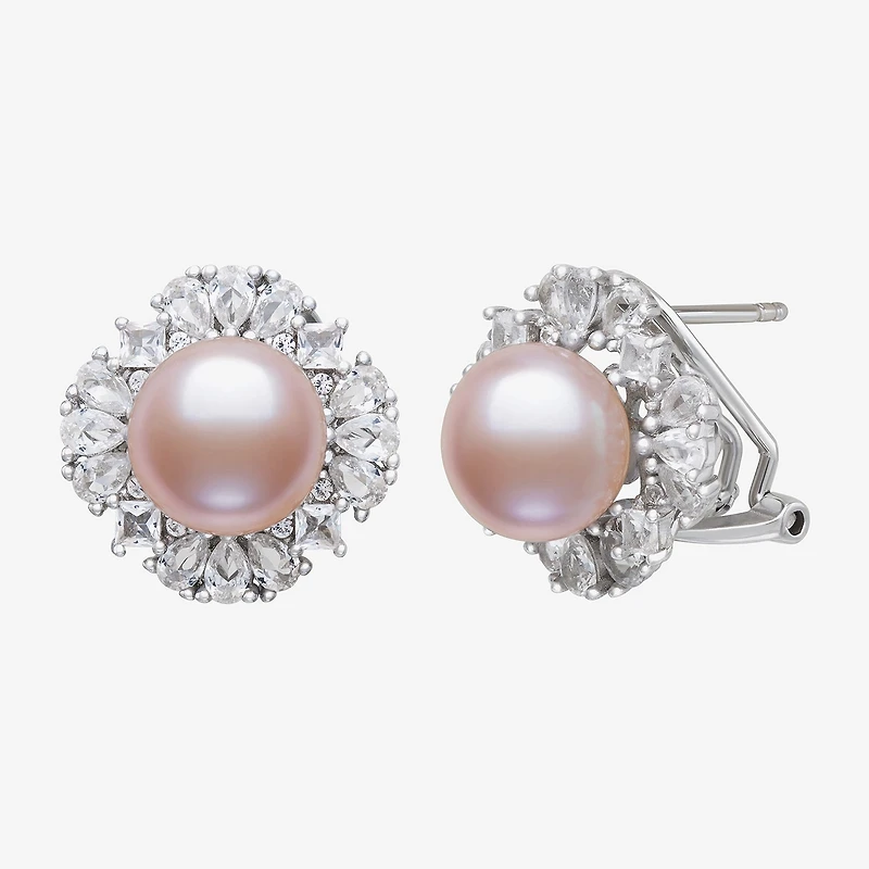 Cultured Freshwater Pearl Sterling Silver 15mm Round Stud Earrings