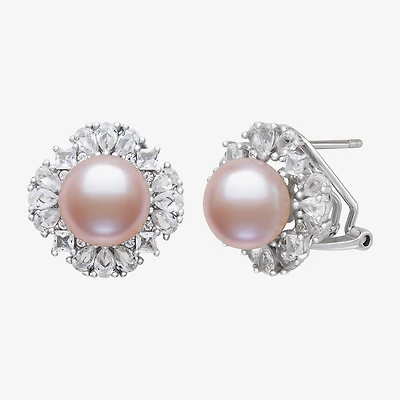 Cultured Freshwater Pearl Sterling Silver 15mm Round Stud Earrings