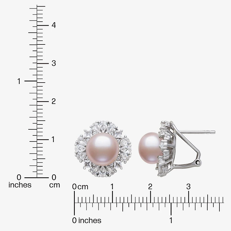 Cultured Freshwater Pearl Sterling Silver 15mm Round Stud Earrings