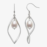 Womens White Cultured Freshwater Pearl Sterling Silver Drop Earrings