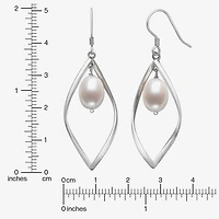 Womens White Cultured Freshwater Pearl Sterling Silver Drop Earrings