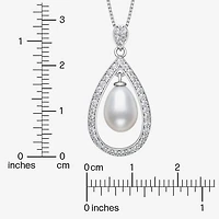 Womens White Cultured Freshwater Pearl Sterling Silver Pear 18 Inch Pendant Necklace