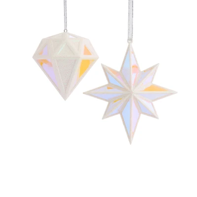 North Pole Trading Co. Mirrored North Star And Diamond 2-pc. Christmas Ornament