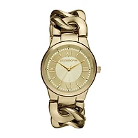 Liz Claiborne® Womens Gold-Tone Link Chain Watch