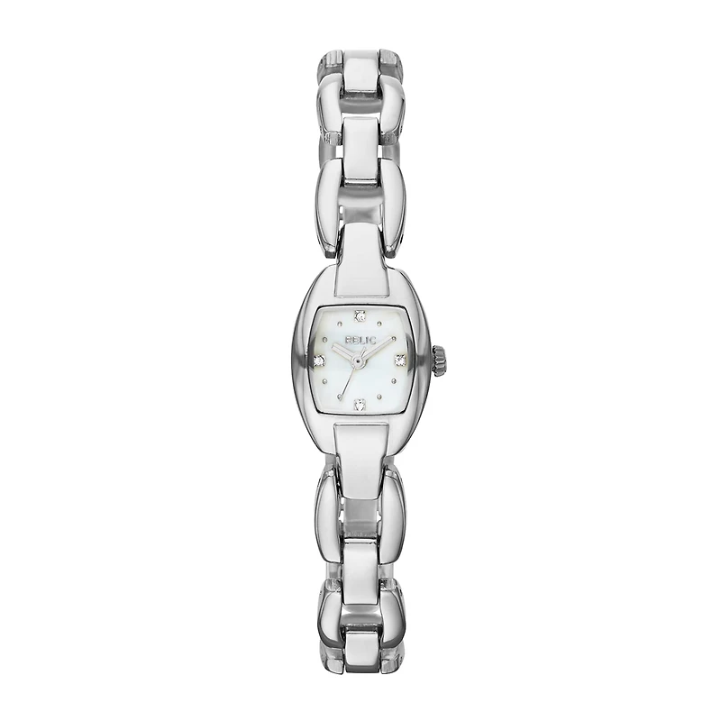 Relic® Layne Womens Silver-Tone & Crystal-Accent Square Watch ZR34279