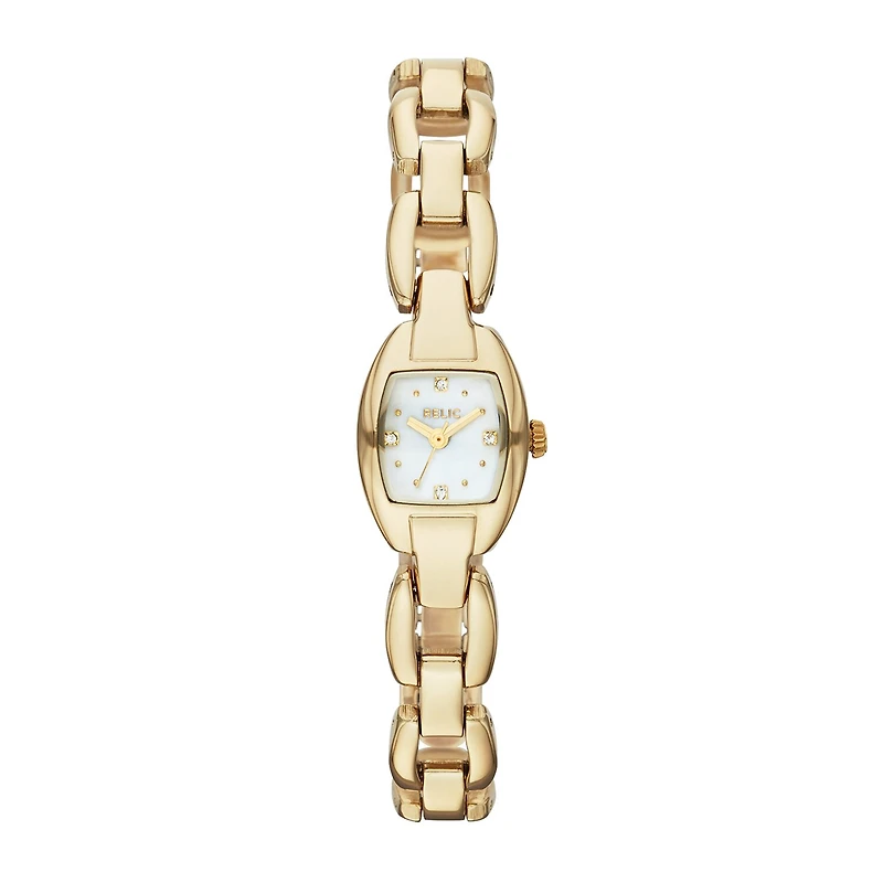 Relic® Layne Womens Gold-Tone & Crystal-Accent Square Watch ZR34280