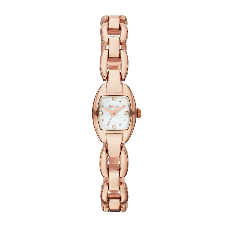 Relic® Layne Womens Rose-Tone & Crystal-Accent Square Watch ZR34281