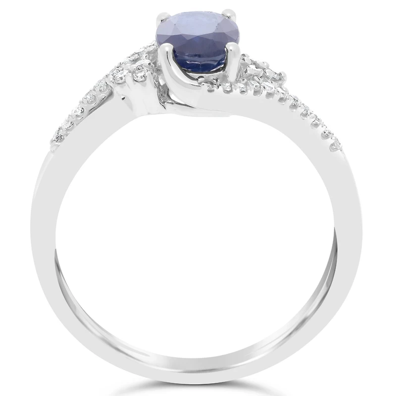 Womens 1/8 CT. T.W. Genuine Blue Sapphire 10K Gold Oval Cocktail Ring
