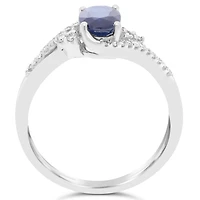 Womens 1/8 CT. T.W. Genuine Blue Sapphire 10K Gold Oval Cocktail Ring