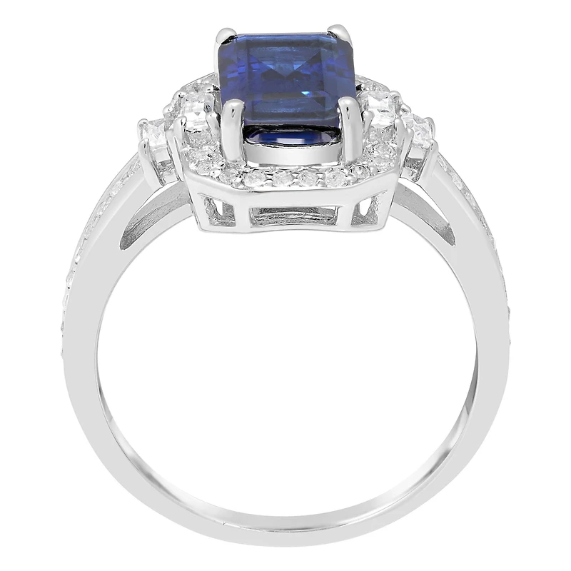 Womens Lab Created Sapphire Sterling Silver Cocktail Ring