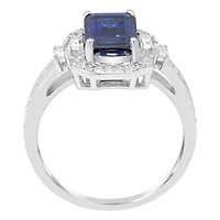 Womens Lab Created Sapphire Sterling Silver Cocktail Ring
