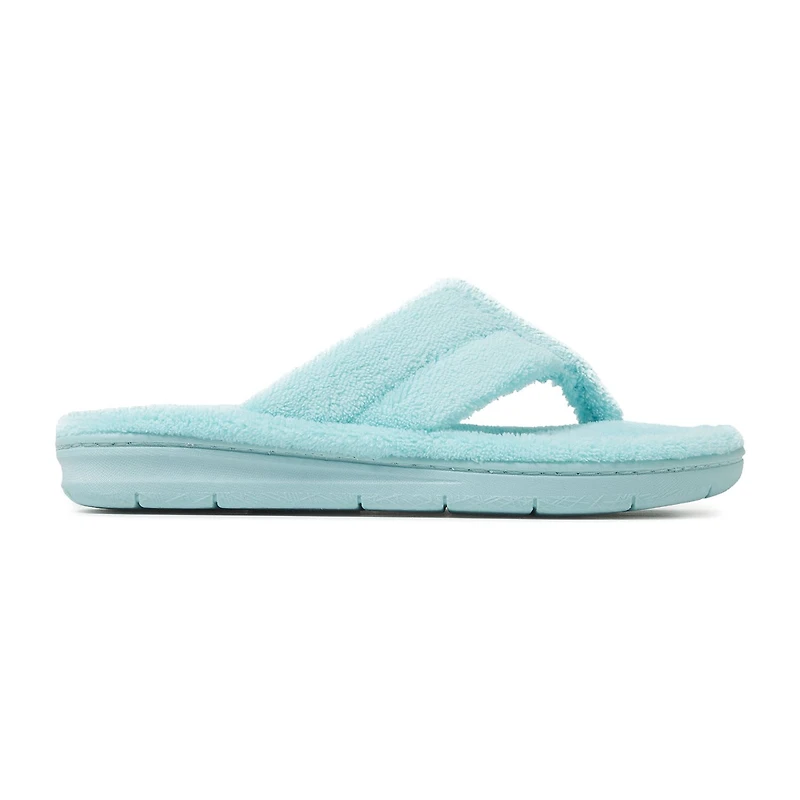 Dearfoams Wrenley Terry Thong Womens Memory Foam Slip-On Slippers