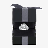 (I / I1) Womens 2 CT. T.W. Lab Grown White Diamond 10K or 14K Gold Cushion Side Stone Halo Engagement Ring