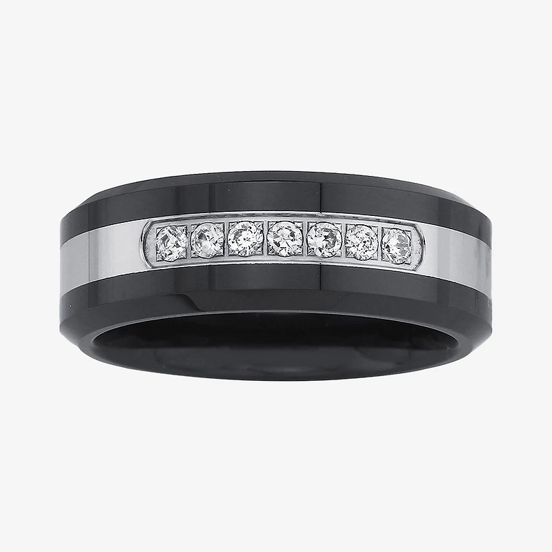 Men's 1/7 CT.T.W. Natural Diamond Two-Tone Stainless Steel Wedding Band
