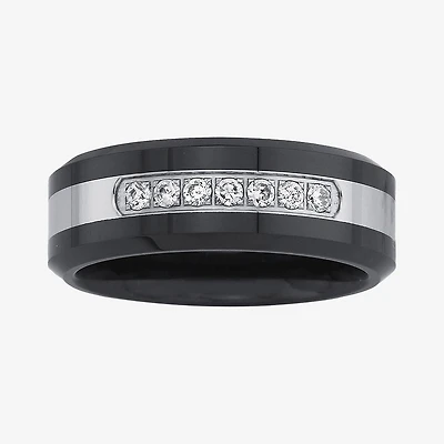 Men's 1/7 CT.T.W. Natural Diamond Two-Tone Stainless Steel Wedding Band